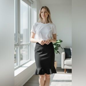 Fairweather Studio Black Pencil Skirt with Ruffles